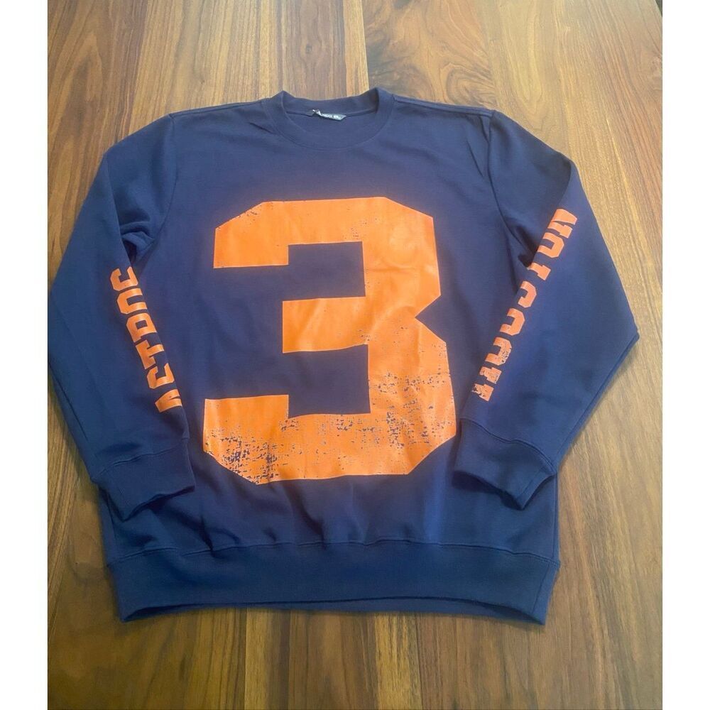 I Love Vango Women's Blue Orange #3 Houston Astros Sweatshirt Size Medium NWOT